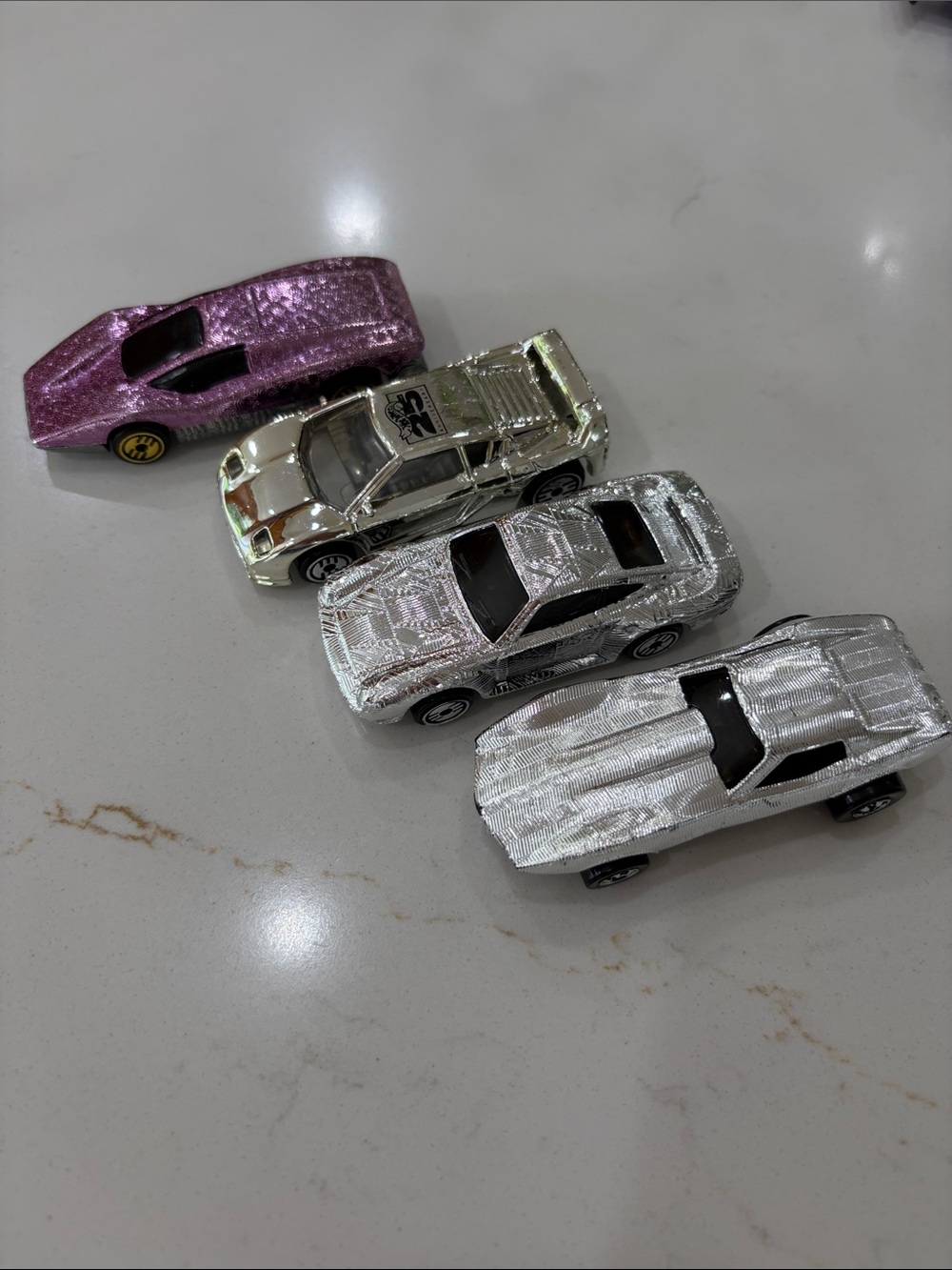Vintage Hot wheels Miniature Metal Toy Cars, silver bullet, gleam team, 25th